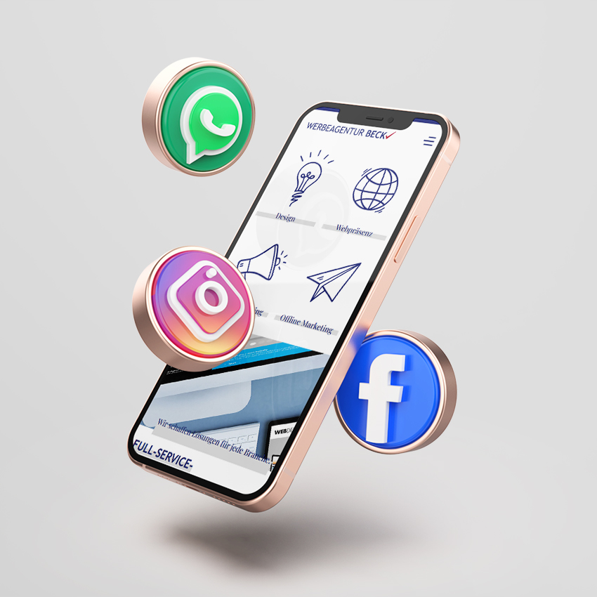 Smartphone mit Socialmedia Icons